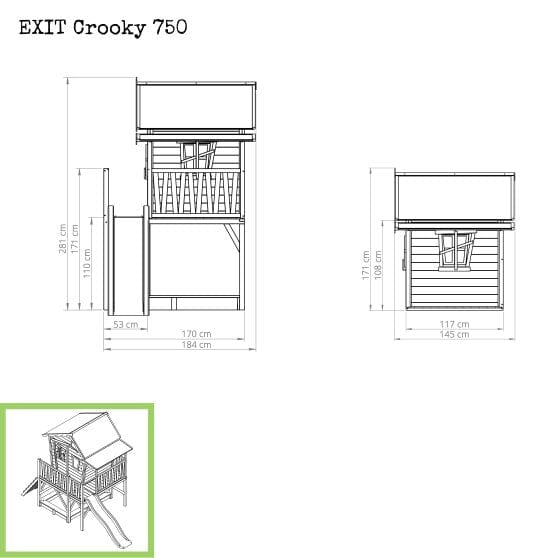 Exit Toys Lekstuga Crooky 750 Trä / Gråbeige SKU EXI-50.48.00.00 EAN 8717703021394