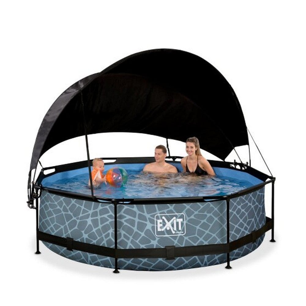 Exit Toys Pool Stone Rund med Filterpump + Solsegel SKU EAN