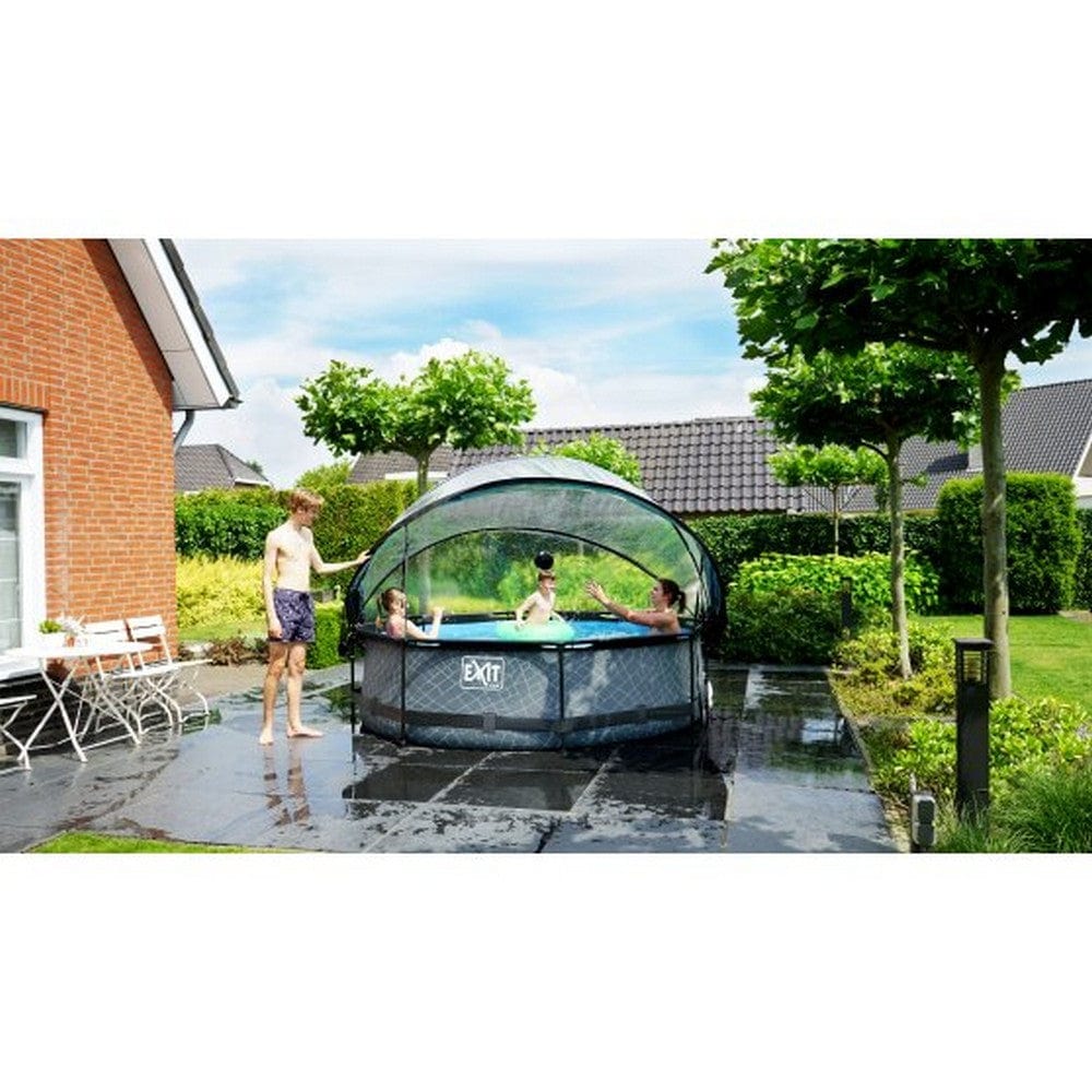 Exit Toys Pool Stone Rund med Filterpump + Tak SKU EAN