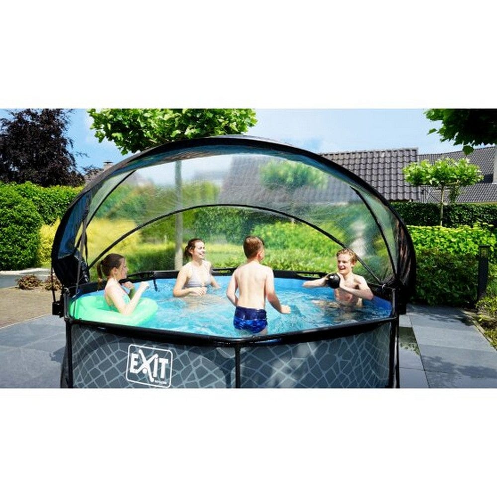Exit Toys Pool Stone Rund med Filterpump + Tak SKU EAN