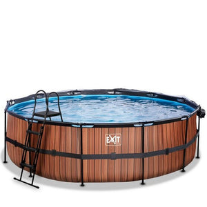 Exit Toys Pool Wood High Rund med Filterpump SKU EAN