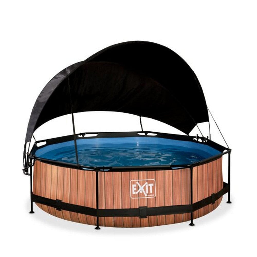 Exit Toys Pool Wood Rund med Filterpump + Solsegel SKU EAN