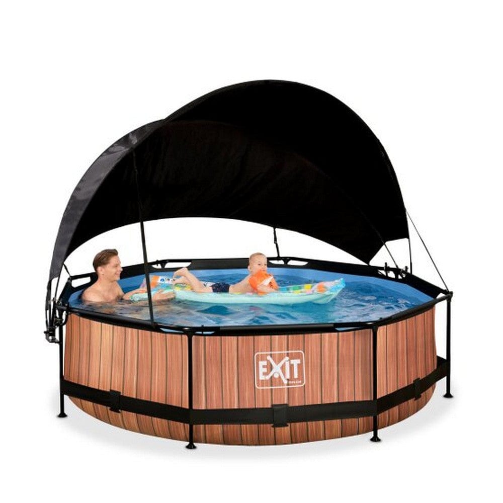 Exit Toys Pool Wood Rund med Filterpump + Solsegel SKU EAN