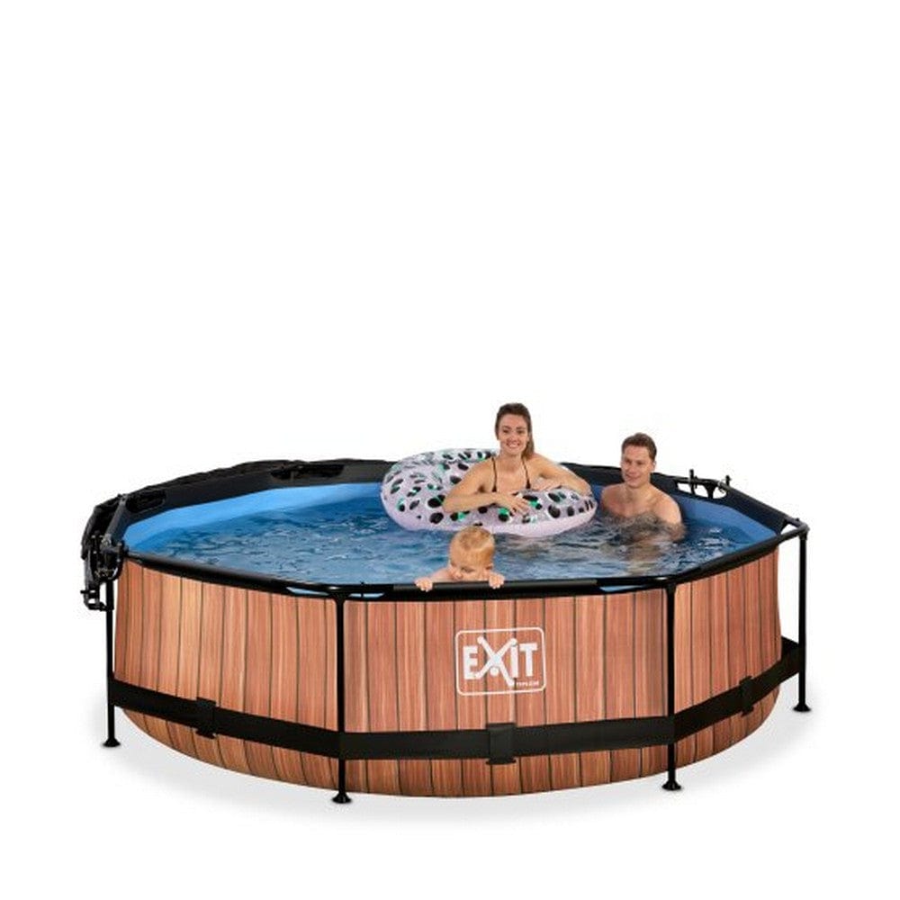 Exit Toys Pool Wood Rund med Filterpump + Solsegel SKU EAN