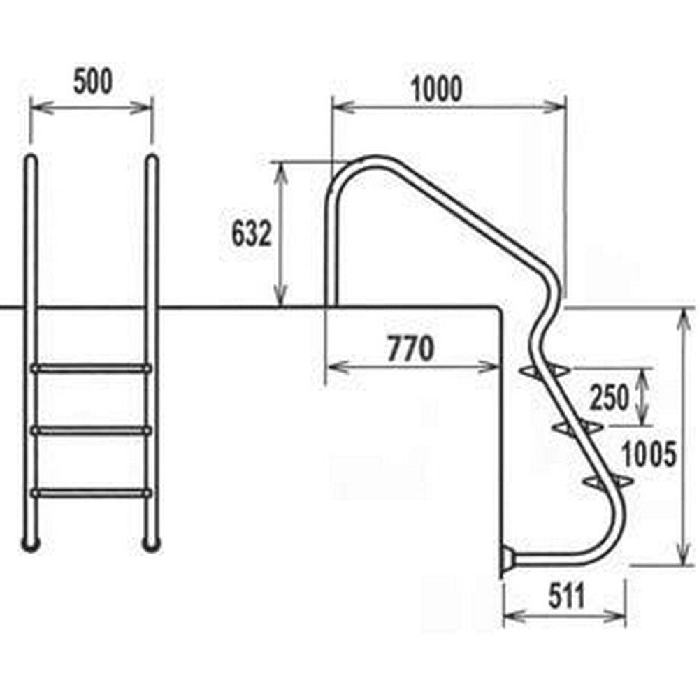 Flexinox Poolstege 3-Steg Inox Exklusiv SKU POE-FLX-350-0310 EAN