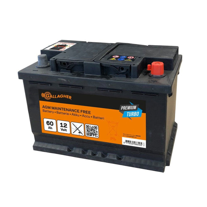 Gallagher Batteri Premium Turbo AGM 12V 12V/60Ah SKU GAL-086405 EAN 8713235086405