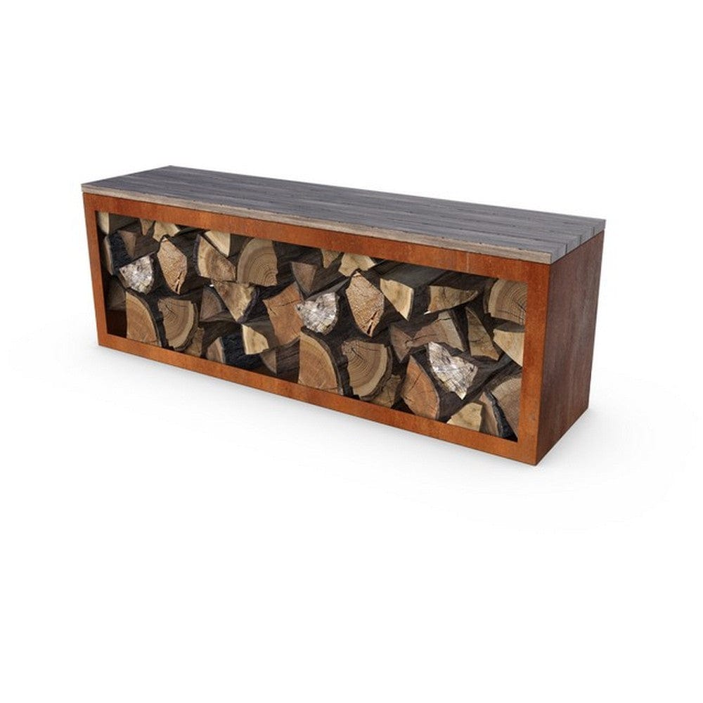 Geroba Vedförvaringsbänk Egura Corten 150x38x50cm SKU GER-EguraHC1 EAN 5404033107784
