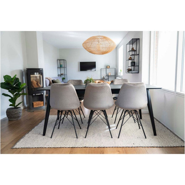 House Nordic Matstol Oslo Sammet Grå/Svart 2-pack SKU HOU-1001012 EAN 5713917003556