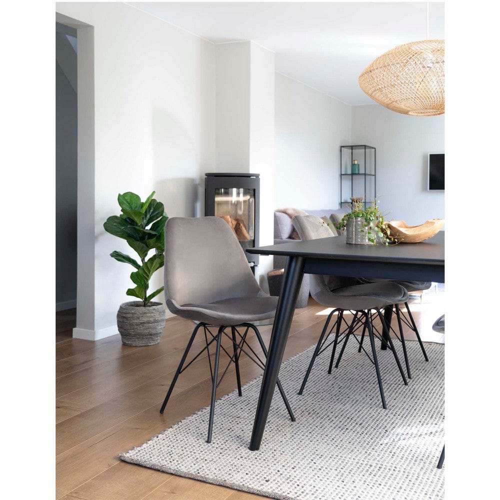 House Nordic Matstol Oslo Sammet Grå/Svart 2-pack SKU HOU-1001012 EAN 5713917003556