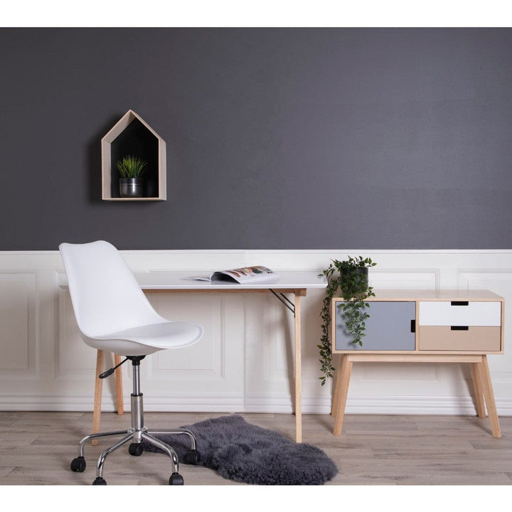 House Nordic Skrivbord Vojens Vit/Natur SKU HOU-2402020 EAN 5713917001125
