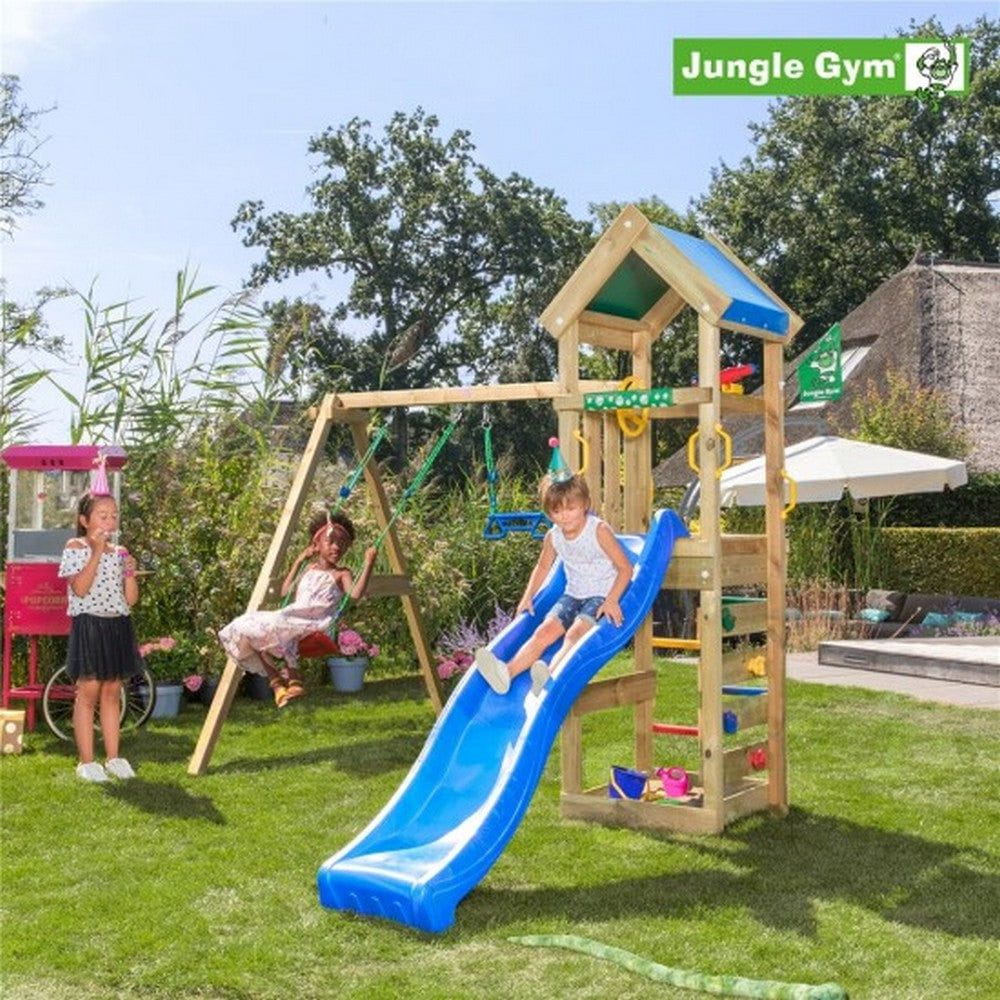 Jungle Gym Lektorn Patio Inkl. Gungmodul &amp; Rutschkana + 2 Gungor / Blå SKU NSH-804-070S2B EAN 5705858709765
