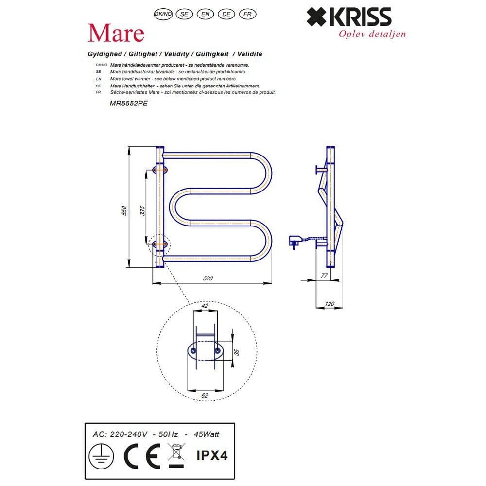 Kriss Handdukstork Mare SKU KRI-MR5552PE EAN 5704362904826