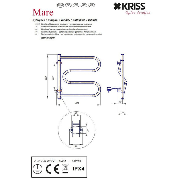 Kriss Handdukstork Mare SKU KRI-MR5552PE EAN 5704362904826