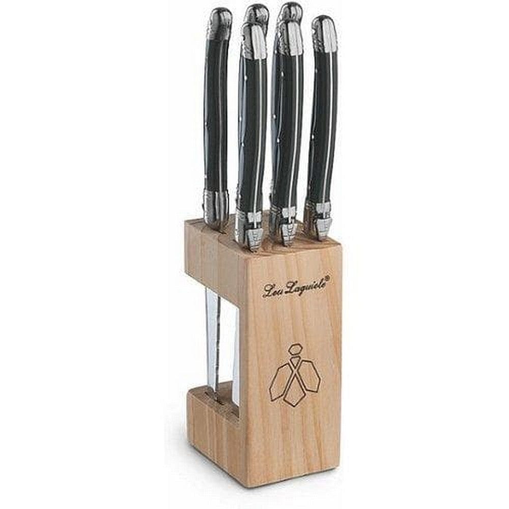 Lou Laguiole Grillknivar i Träblock Tradition 6-pack Antracit SKU HPB-2511ACK000K35 EAN 3546698943603