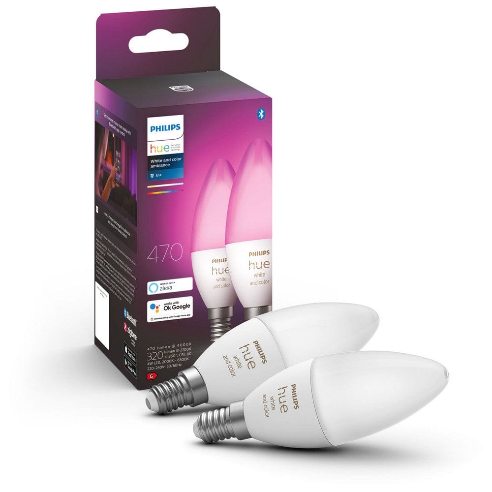 Philips Hue LED-lampa White/Color Ambiance Kron 2-pack E14 SKU ORD-929002294205 EAN 8719514356719