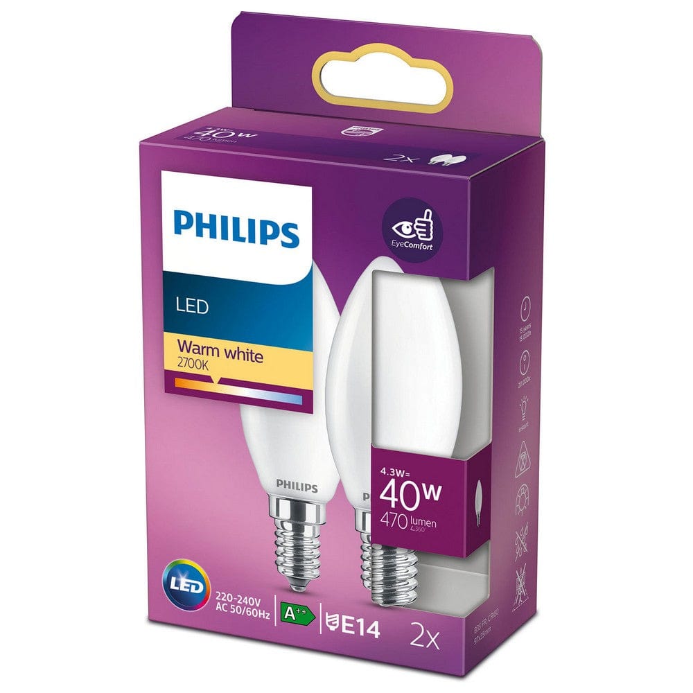 Philips LED-lampa E14 Kron Frost 2-pack E14 / 40W SKU ORD-929001345367 EAN 8718699777692