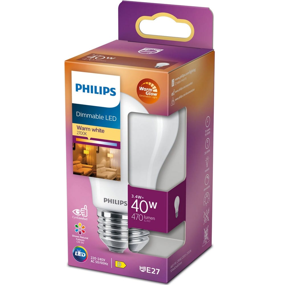 Philips LED-lampa E27 Frost Dimbar E27 / 40W SKU ORD-929003010001 EAN 8719514323773