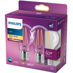 Philips LED-lampa E27 Normal Klar 2-pack E27 / 60W SKU ORD-929001387368 EAN 8718699777739