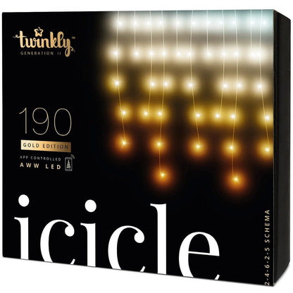 Twinkly Ljusslinga Icicle 190 AWW LED Gen.II Gold Edition SKU ORD-TWI190GOP-TEU EAN 8056326671761