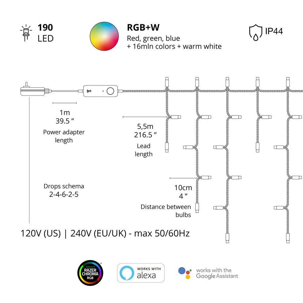 Twinkly Ljusslinga Icicle 190 RGB+W LED Gen.II Special E SKU ORD-TWI190SPP-TEU EAN 8056326671440