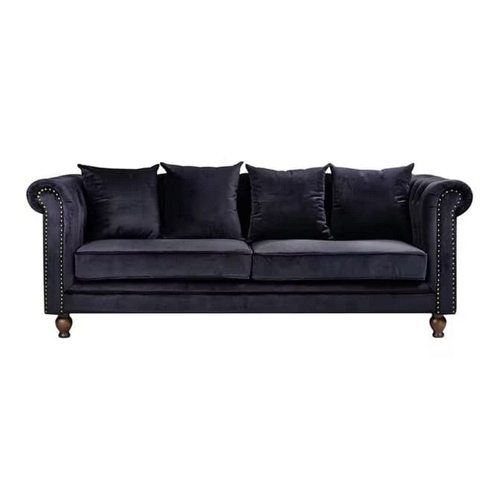 Venture Home 3-sitssoffa Velvet Sammet Svart SKU VEN-19936-888 EAN 7350107085176