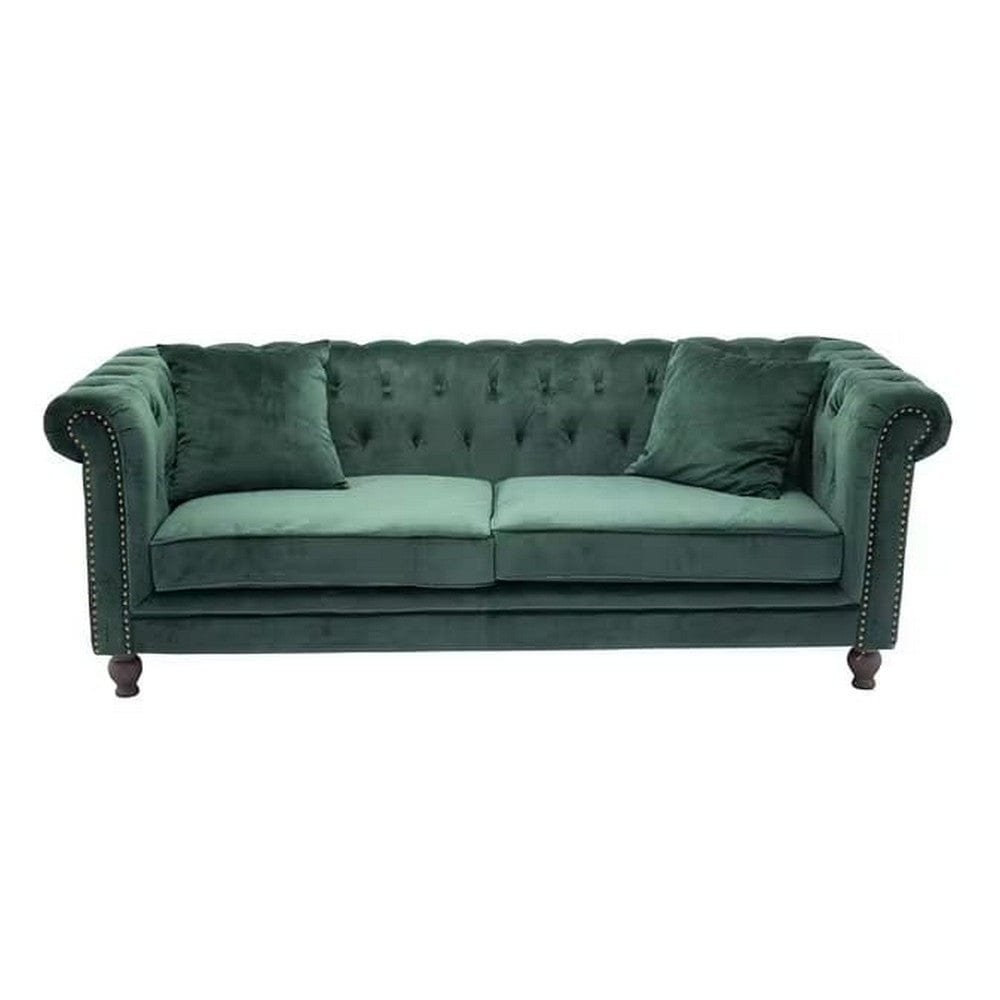 Venture Home 3-sitssoffa Velvet Sammet Grön SKU VEN-19936-984 EAN 7350107085169