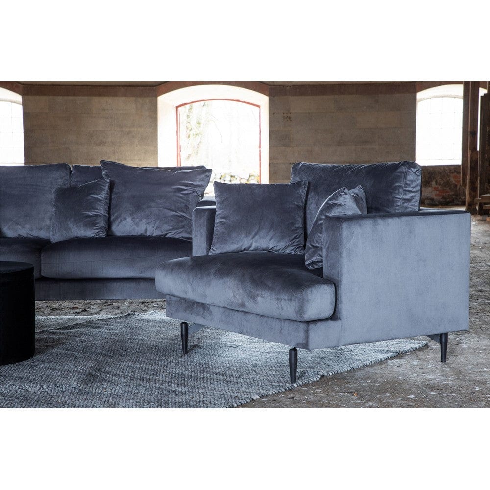 Venture Home Fåtölj Sofia Mörkgrå Sammet SKU VEN-15554-955 EAN 7350118417737