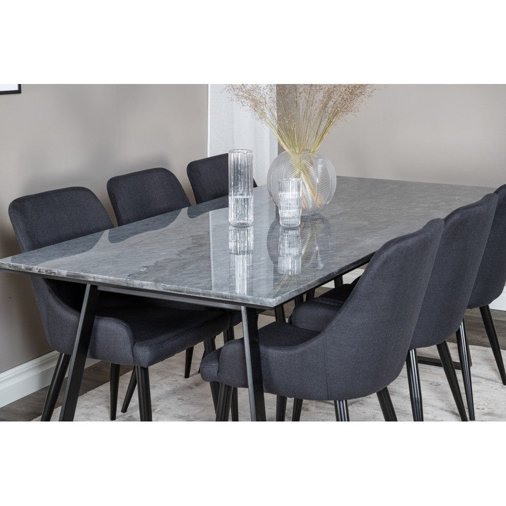 Venture Home Plaza Dining svart – klädd sits och smal metallbenställning