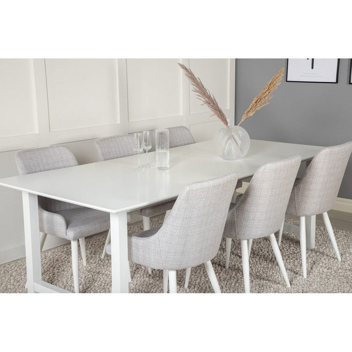 Venture Home Plaza Dining vit/ljusgrå – klädd sits och smal metallbenställning
