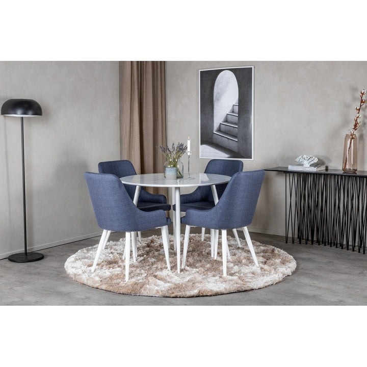 Venture Home Plaza Dining vit/blå – stoppad rygg med låga armstöd