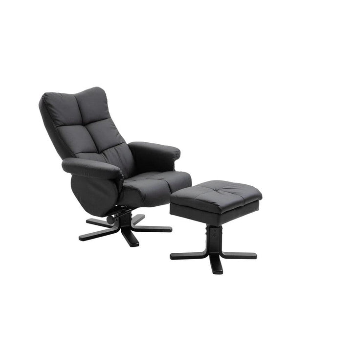 Venture Home Sven Ottoman svart reclinerfåtölj och fristående fotpall