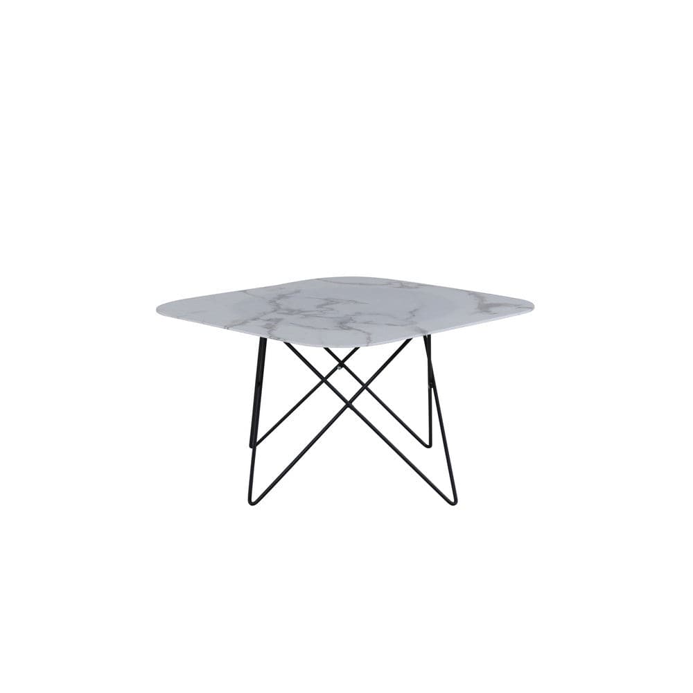 Venture Home Tristar soffbord i vit marmorglas och svart metall