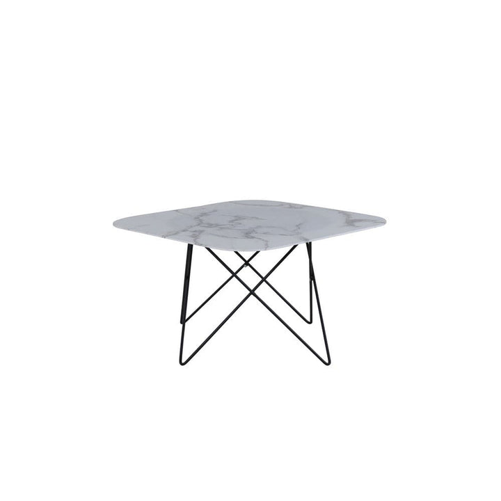Venture Home Tristar soffbord i vit marmorglas och svart metall