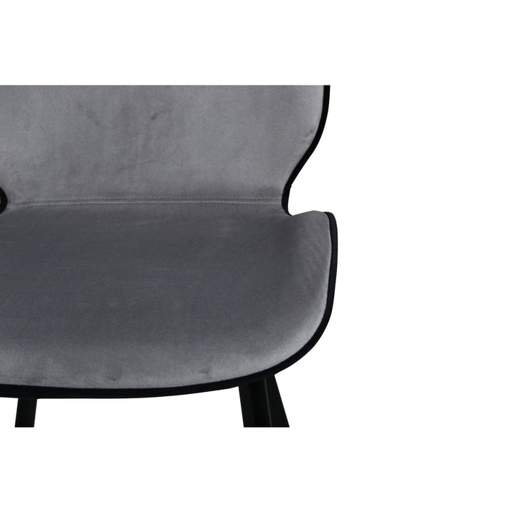 Matstol Emma med svart rygg och ljusgrå klädd sits