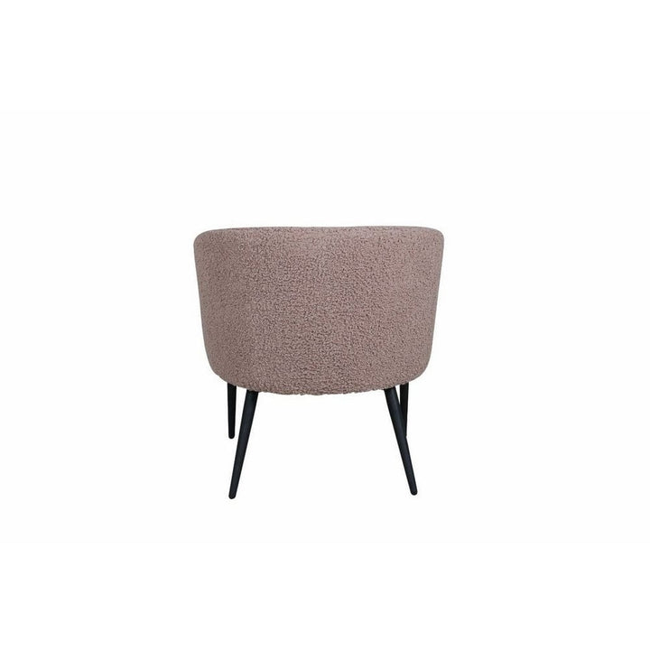 Brun Fluffy loungestol bakifrån med klädd rygg och fyra svarta ben