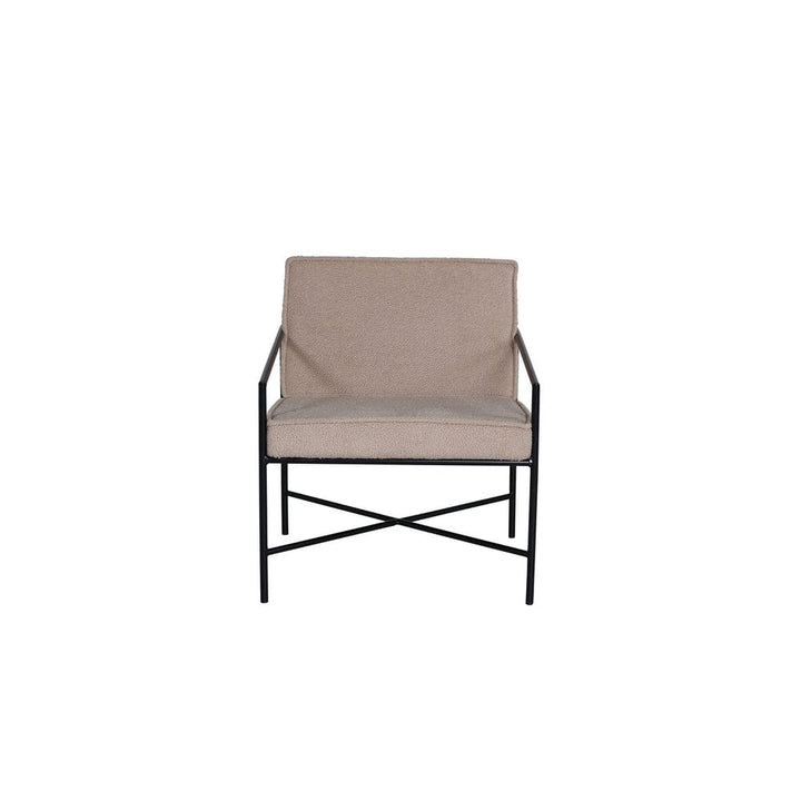 Venture Home Rakel beige teddyfåtölj med svart metallram, framifrån