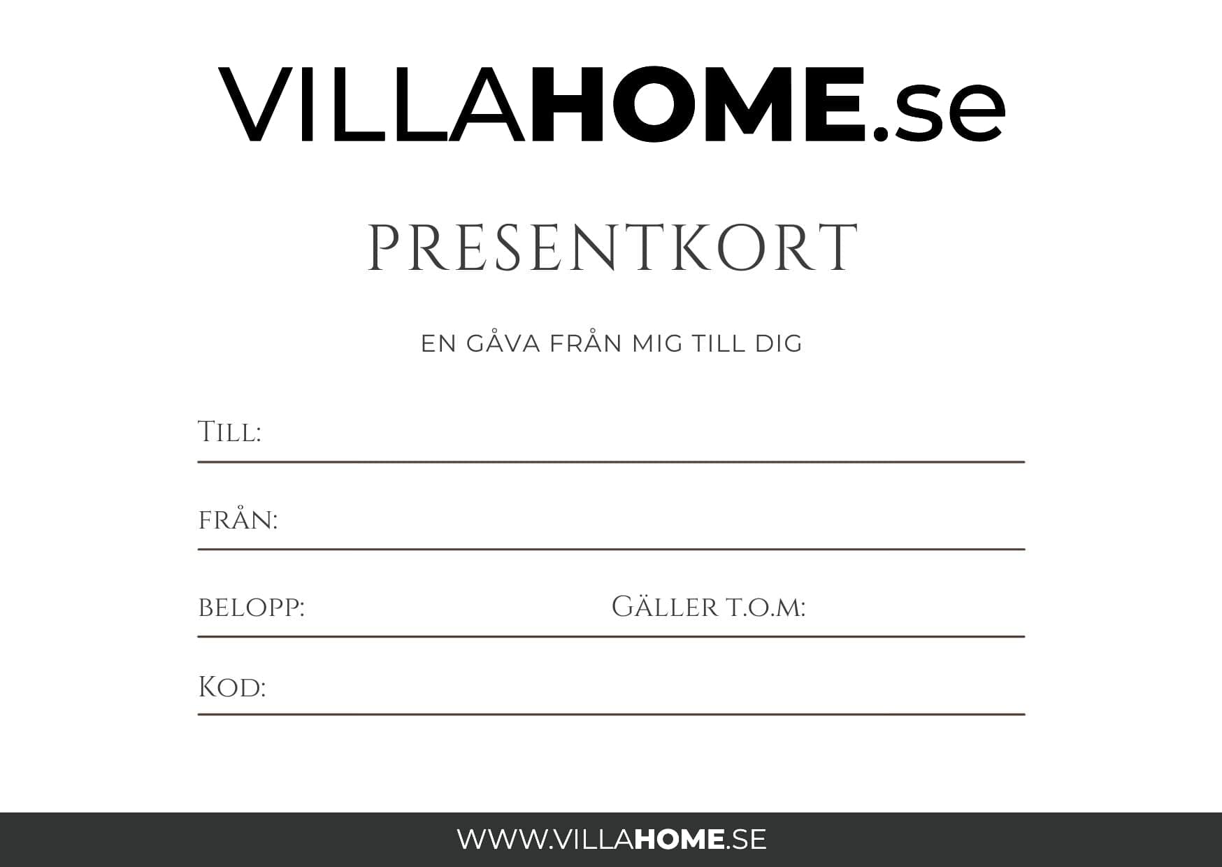 Villahome.se Presentkort SKU EAN